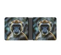 AQRJLPM The Silent Monkey Portefeuille avec pince à billets en cuir Portefeuille fin à deux volets Porte-cartes de crédit Cadeau pour homme