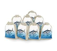 AQRJLPM Thunnus Thunnus Lot de 8 pochettes réutilisables en toile de jute souple et en coton pour bijoux, fête, mariage, fournitures d'intérieur
