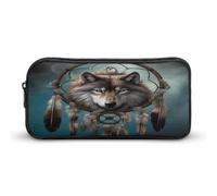 AQRJLPM Trousse à crayons 3D avec motif loup attrape-rêves - Grande capacité - Pochette simple - Portable - Esthétique - Fermeture éclair