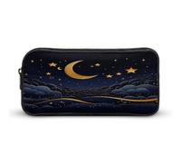 AQRJLPM Trousse à crayons avec étoiles et lune - Grande capacité - Pochette simple - Portable - Esthétique - Fermeture éclair