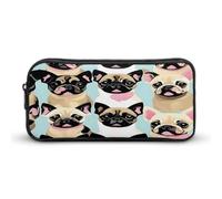 AQRJLPM Trousse à crayons avec fermeture éclair - Grande capacité - Motif carlin - Portable - Esthétique