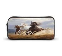 AQRJLPM Trousse à crayons avec fermeture éclair - Grande capacité - Portable - Esthétique - Avec fermeture éclair - Motif chevaux