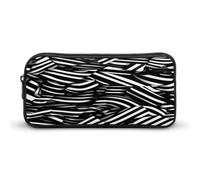 AQRJLPM Trousse à crayons avec lignes noires et blanches - Grande capacité - Simple - Portable - Esthétique - Fermeture éclair