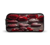 AQRJLPM Trousse à crayons avec motif cœurs sur la table - Grande capacité - Simple - Portable - Esthétique - Fermeture éclair