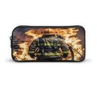 AQRJLPM Trousse à crayons avec motif flamme, pompier, grande capacité, simple et esthétique, avec fermeture éclair