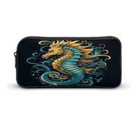 AQRJLPM Trousse à crayons avec motif hippocampe bleu, grande capacité, pochette simple et esthétique, fermeture éclair