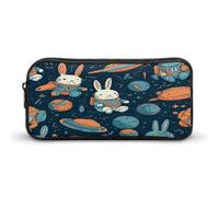 AQRJLPM Trousse à crayons avec motif lapin et espace - Grande capacité - Simple - Portable - Esthétique - Fermeture éclair