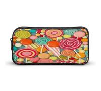 AQRJLPM Trousse à crayons avec motif Lollipops - Grande capacité - Simple - Portable - Esthétique - Fermeture éclair