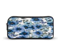 AQRJLPM Trousse à crayons avec motif marguerite bleue - Grande capacité - Pochette simple - Portable - Esthétique - Fermeture éclair