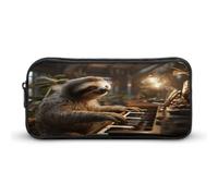 AQRJLPM Trousse à crayons avec motif paresseux jouant du piano, grande capacité, simple et esthétique, fermeture éclair