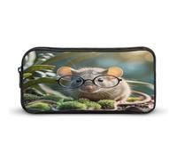 AQRJLPM Trousse à crayons avec motif souris de Guinée avec lunettes, grande capacité, simple et portable, esthétique, fermeture éclair
