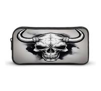 AQRJLPM Trousse à crayons avec motif tête de mort de taureau - Grande capacité - Pochette simple pour marqueur - Esthétique - Fermeture éclair