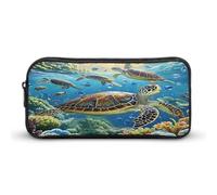 AQRJLPM Trousse à crayons avec motif tortues de mer - Grande capacité - Portable - Esthétique - Fermeture éclair