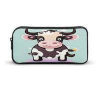 AQRJLPM Trousse à crayons avec motif vache noire - Grande capacité - Portable - Esthétique - Fermeture éclair