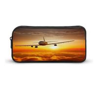 AQRJLPM Trousse à crayons avion au coucher du soleil - Grande capacité - Simple - Portable - Esthétique - Fermeture éclair