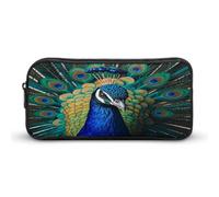 AQRJLPM Trousse à crayons bleu paon grande capacité simple pochette de marqueur portable esthétique fermeture éclair