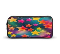 AQRJLPM Trousse à crayons colorée avec étoiles arc-en-ciel - Grande capacité - Simple - Portable - Esthétique - Fermeture éclair
