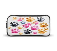 AQRJLPM Trousse à crayons colorée avec motif pattes de chien - Grande capacité - Simple - Portable - Esthétique - Fermeture éclair