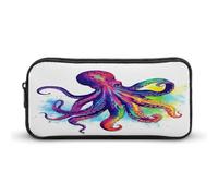 AQRJLPM Trousse à crayons colorée en forme de pieuvre - Grande capacité - Simple - Portable - Esthétique - Fermeture éclair