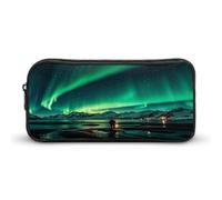 AQRJLPM Trousse à crayons Dark Northern Lights - Grande capacité - Simple - Portable - Esthétique - Fermeture éclair