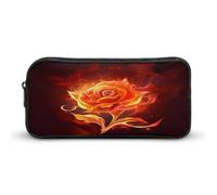 AQRJLPM Trousse à crayons de grande capacité avec fermeture éclair et motif rose flamme