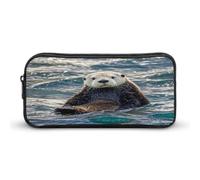 AQRJLPM Trousse à crayons de grande capacité avec fermeture éclair Motif loutre de mer