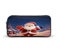 AQRJLPM Trousse à crayons de Noël avec motif Père Noël - Grande capacité - Simple - Portable - Esthétique - Fermeture éclair