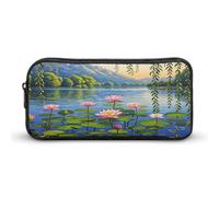 AQRJLPM Trousse à crayons en saule et lotus de grande capacité avec fermeture éclair