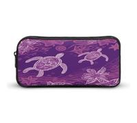 AQRJLPM Trousse à crayons Hawaï avec tortue de mer violette - Grande capacité - Simple - Portable - Esthétique - Fermeture éclair