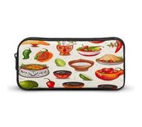 AQRJLPM Trousse à crayons mexicaine avec symboles salsa - Grande capacité - Pochette simple - Portable - Esthétique - Fermeture éclair