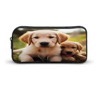AQRJLPM Trousse à crayons mignonne avec motif chiot Golden Retriever - Grande capacité - Simple - Portable - Esthétique - Fermeture éclair