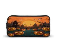 AQRJLPM Trousse à crayons orange pour Halloween, grande capacité, simple et esthétique, avec fermeture éclair