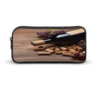 AQRJLPM Trousse à crayons pour bouteille de vin, bouchon en liège, raisin, grande capacité, simple pochette à marqueur, portable, esthétique, fermeture éclair
