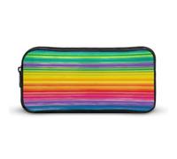 AQRJLPM Trousse à crayons rayée colorée arc-en-ciel de grande capacité, pochette simple pour marqueur, portable, esthétique, fermeture éclair