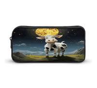 AQRJLPM Trousse à crayons Vache sur la Lune Grande Capacité Simple Marqueur Pochette Portable Esthétique Fermeture Éclair