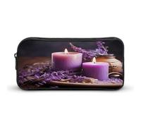 AQRJLPM Trousse à crayons violette lavande avec bougies - Grande capacité - Simple - Portable - Esthétique - Fermeture éclair