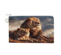 AQRJLPM Two Lions Portefeuille en toile fin et léger avec fermeture éclair pour homme et femme