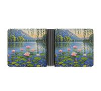 AQRJLPM Willow Willow Lotus Portefeuille en cuir avec pince à billets Portefeuille fin pour cartes de crédit Cadeau pour homme