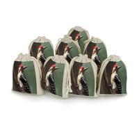 AQRJLPM Woodpecker Lot de 8 petites pochettes réutilisables en toile de jute avec cordon de serrage en coton doux pour fête, mariage, rangement et fournitures d'intérieur