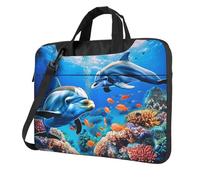 AQRJLPO Beau monde sous-marin dauphins corail imprimé sac pour ordinateur portable pour homme et femme, housse antichoc pour ordinateur portable pour affaires, voyage, bureau, école, Noir , 13 inch
