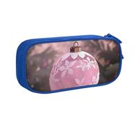 AQRJLPO Belle trousse à crayons avec impression de boules de Noël pour garçons et filles, grande capacité, pour bureau, école, étudiants, papeterie, trousse à crayons avec 2 compartiments, noir, bleu