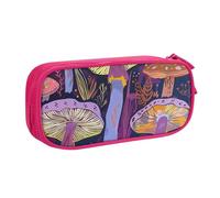 AQRJLPO Bright Mushrooms Trousse à crayons pour garçons et filles Grande capacité pour bureau, école, étudiants, papeterie, trousse à crayons avec 2 compartiments, noir, rose, Taille unique, Cartable