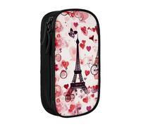 AQRJLPO Cityscape Trousse à crayons avec imprimé Tour de Paris pour étudiants, garçons et filles - Grande capacité double couche pour bureau, école, papeterie, noir, Noir , Taille unique, Cartable