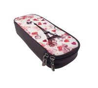 AQRJLPO Cityscape Trousse à crayons en cuir avec fermeture éclair Motif Tour de Paris France - Étanche - Fournitures scolaires, trousse de maquillage de voyage, cadeau de papeterie pour étudiants