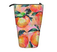 AQRJLPO Colorful_Peach Trousse à crayons extensible avec imprimé pêche, trousse de rangement de bureau pour l'école, le bureau, les voyages, Noir , Taille unique, Cartable