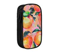 AQRJLPO Colorful_Peach Trousse à crayons pour étudiants, garçons et filles - Grande capacité double couche pour bureau, école, papeterie, porte-crayons, noir, Noir , Taille unique, Cartable