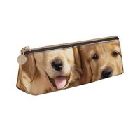 AQRJLPO Golden Retriever Trousse à crayons en cuir avec imprimé chiens chiots animaux de compagnie mignon trousse à crayons trousse à crayons trousse à stylos trousse de maquillage pour garçons filles