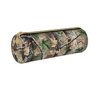 AQRJLPO Hardwoods Trousse à crayons ronde en cuir avec imprimé camouflage vert pour garçons filles étudiants, blanc, Taille unique, Cartable