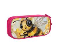 AQRJLPO Honey Bee Trousse à crayons avec 2 compartiments pour garçons et filles Grande capacité pour bureau, école, étudiants, papeterie Noir, rose, Taille unique, Cartable