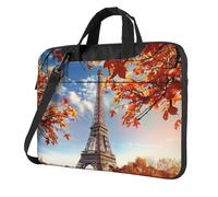 AQRJLPO Housse de protection antichoc pour ordinateur portable Motif tour de Paris avec feuilles pour homme et femme, Noir , 13 inch